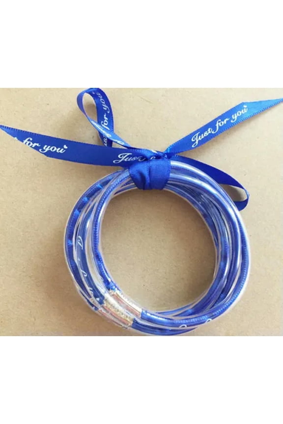 Just for You Silk Belt Bowknot Silicone Jelly Tube Bangle Bracelet Set