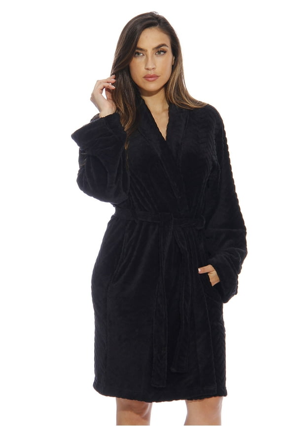 Women's Kimono Robe / Bath Robe - Lightweight and Comfortable (Black, X-Small, Regular)