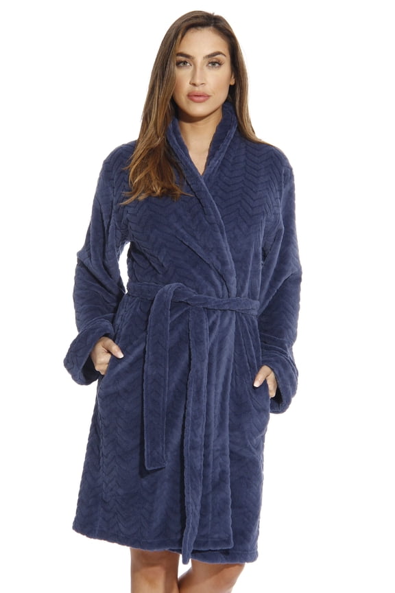 Women's Kimono Robe / Bath Robe - Lightweight and Comfortable (Navy, 3X, Regular)