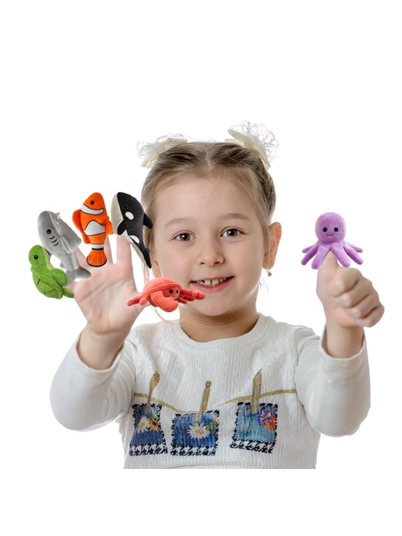 6 PCS Ocean Finger Puppets Set Educational Toy for Kids