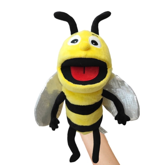 Just qunseen Bee Hand Puppet 14.5" Plush Toy Animal Puppet for Kids Interactive Play Gift