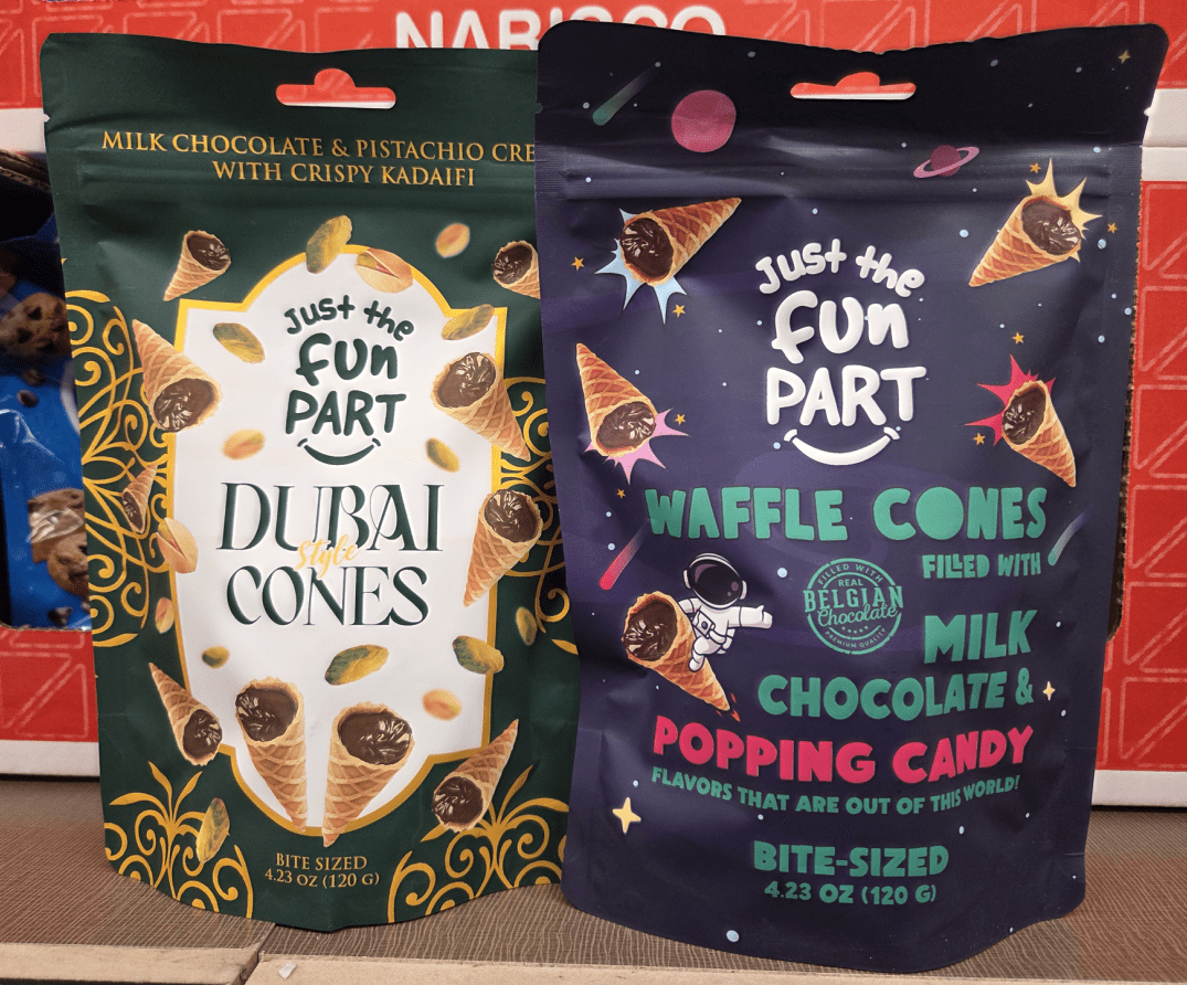Just the Fun Part Dubai Cones & Waffle Cones Bite Sized 4.23oz 120g (2 Bags)