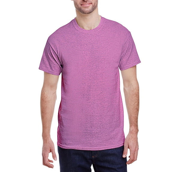 JustBlanks Adult Heavy Cotton T-Shirt Neck Taped Shoulder To Shoulder Double Needle Stitching Throughout, HTHR RDNT ORCHID, 4X