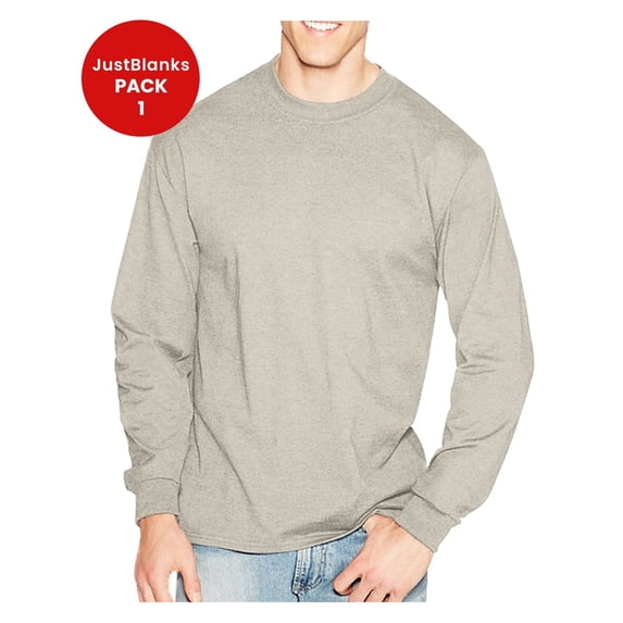 JustBlanks Beefy Long Sleeve T Shirt Flat Collar Shoulder to Shoulder Taping