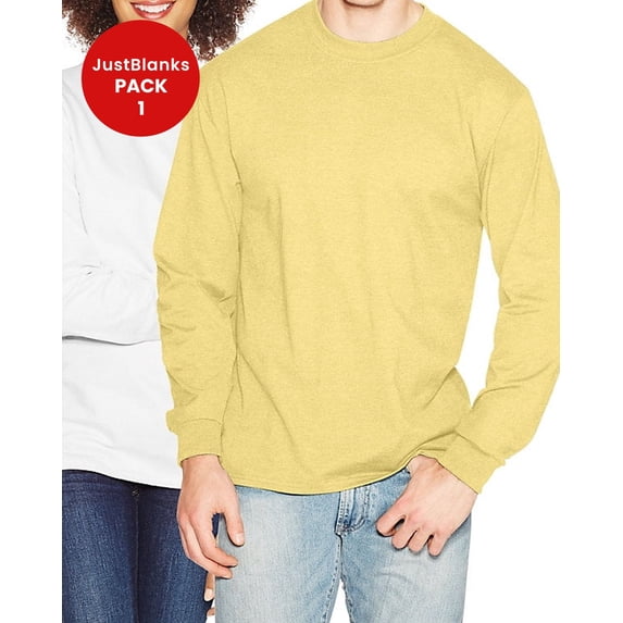 JustBlanks Beefy Long Sleeve T Shirt Flat Collar Shoulder to Shoulder Taping