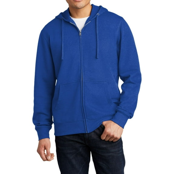 JustBlanks Full Zip Fleece Hoodie Cotton Polyester Blend Jersey Lined Hood Long Sleeve