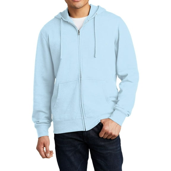 JustBlanks Full Zip Fleece Hoodie Cotton Polyester Blend Jersey Lined Hood Long Sleeve
