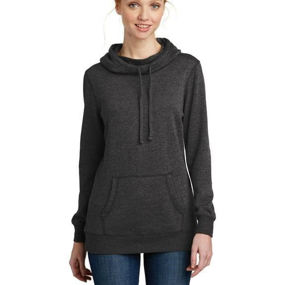 JustBlanks Womens Lightweight Cotton Blend Fleece Hoodie with Cowl Neck Long Sleeves