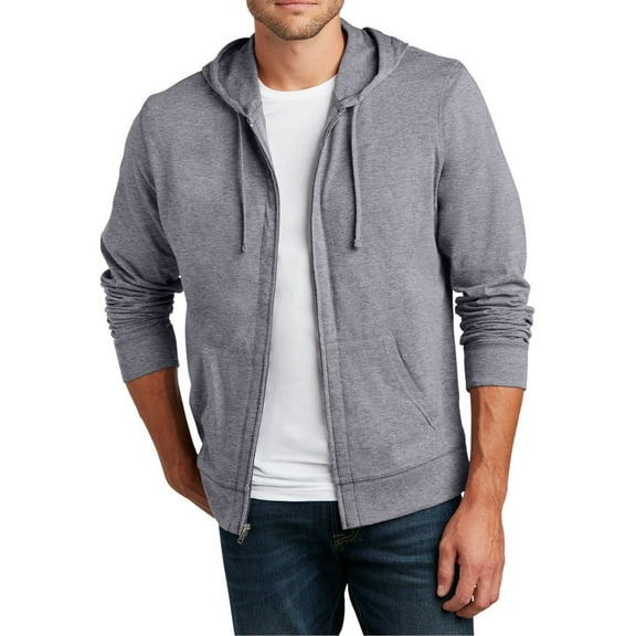 JustBlanks Young Mens Lightweight Jersey Full-Zip Hoodie, Dark Heather Grey, 4XL