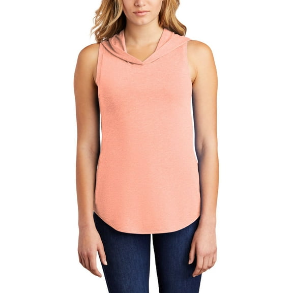 JustBlanks Women's Perfect Tri Sleeveless Hoodie, Heathered Dusty Peach, 4XL