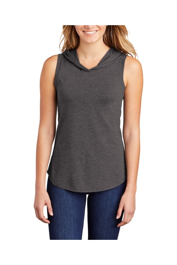 Women's Perfect Tri Sleeveless Hoodie, Heathered Charcoal, XS