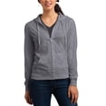 thumbnail image 1 of JustBlanks Womens Lightweight Long Sleeve Full Zip Hoodie Fitted Jersey Cotton Poly Blend, 1 of 1
