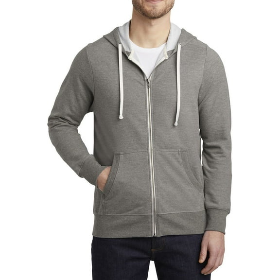 JustBlanks Full-Zip Hoodie Jacket Tri Blend French Terry Lightweight Layer Long Sleeve Front Pockets