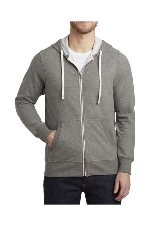 Full-Zip Hoodie Jacket Tri Blend French Terry Lightweight Layer Long Sleeve Front Pockets