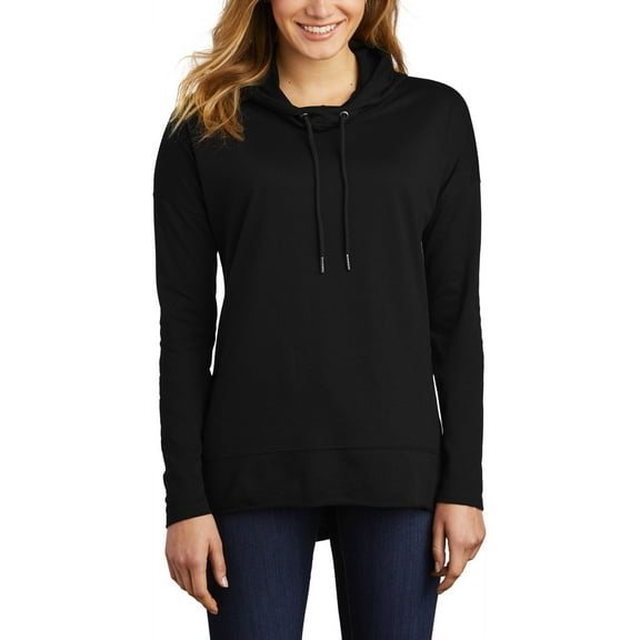 JustBlanks Womens Featherweight French Terry Hoodie Cotton Polyester Blend Long Sleeves Cowl Neck