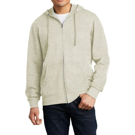 JustBlanks Full Zip Fleece Hoodie Cotton Polyester Blend Jersey Lined Hood Long Sleeve