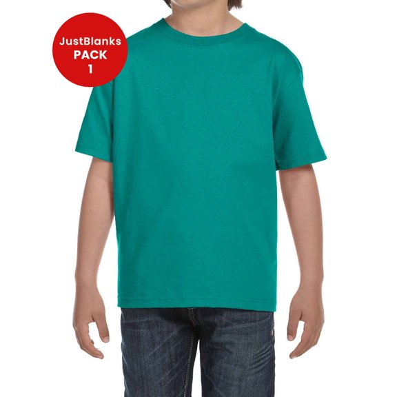 JustBlanks DryBlend Youth T Shirt Modern Classic Fit Taped Neck Rib Collar