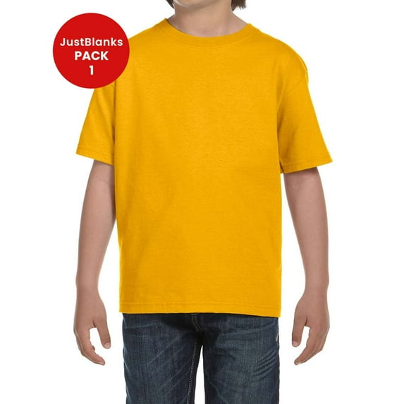 JustBlanks DryBlend Youth T Shirt Modern Classic Fit Taped Neck Rib Collar