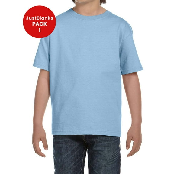 JustBlanks DryBlend Youth T Shirt Modern Classic Fit Taped Neck Rib Collar