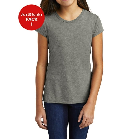 JustBlanks Girls Soft Tri Blend Vintage Fit Youth T Shirt Lightweight Comfortable Durable