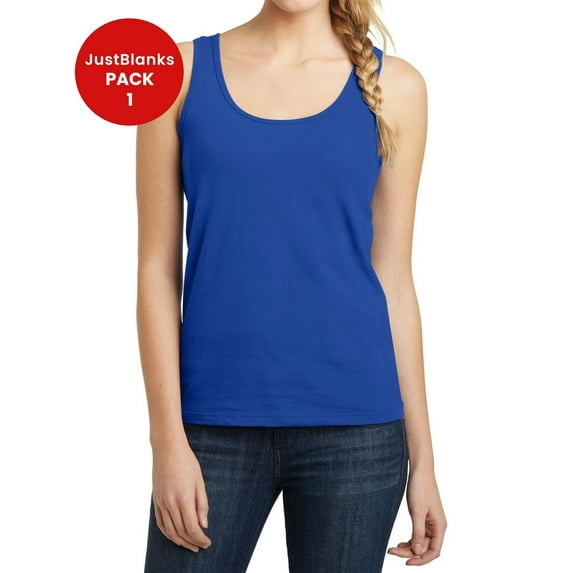 JustBlanks Girl's Sleeveless Junior's The Concert Tank Top 4.3-ounce, 100% Soft Spun Cotton Scoop Neck Tank Top for Girl - Deep Royal - 4X-Large