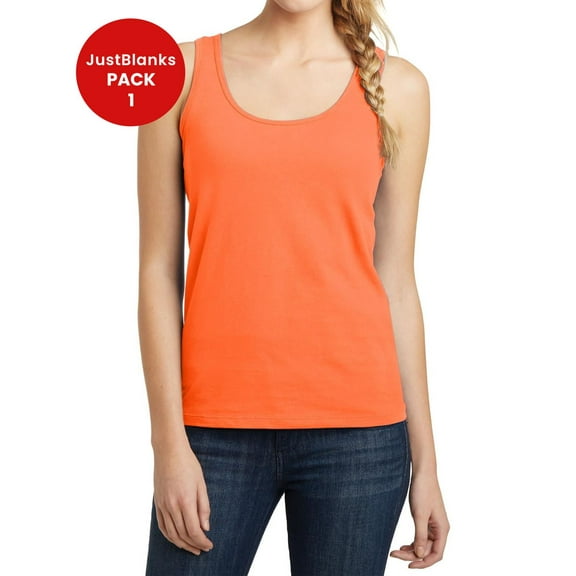 JustBlanks Girl's Sleeveless Junior's The Concert Tank Top 4.3-ounce, 100% Soft Spun Cotton Scoop Neck Tank Top for Girl - Neon Orange - 4X-Large