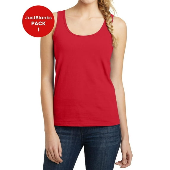 JustBlanks Girl's Sleeveless Junior's The Concert Tank Top 4.3-ounce, 100% Soft Spun Cotton Scoop Neck Tank Top for Girl - New Red - 4X-Large