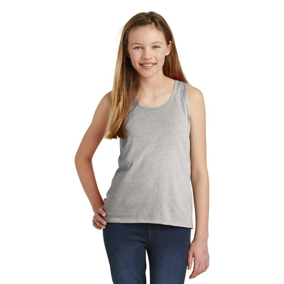 JustBlanks Girl's Sleeveless V.I.T. Tank Top 4.3-ounce, 100% Combed Ring Spun Cotton 50/50 Cotton/Poly Scoop Neck Tank Top for Girl - Light Heather Grey - Large
