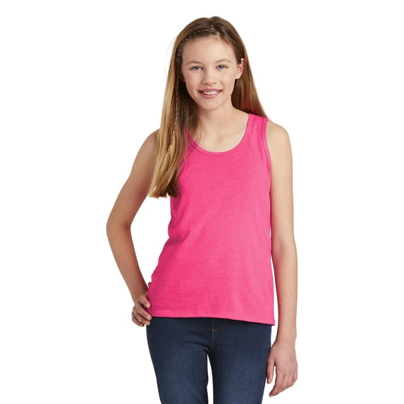 JustBlanks Girl's Sleeveless V.I.T. Tank Top 4.3-ounce, 100% Combed Ring Spun Cotton 50/50 Cotton/Poly Scoop Neck Tank Top for Girl - Fuchsia Frost - Large