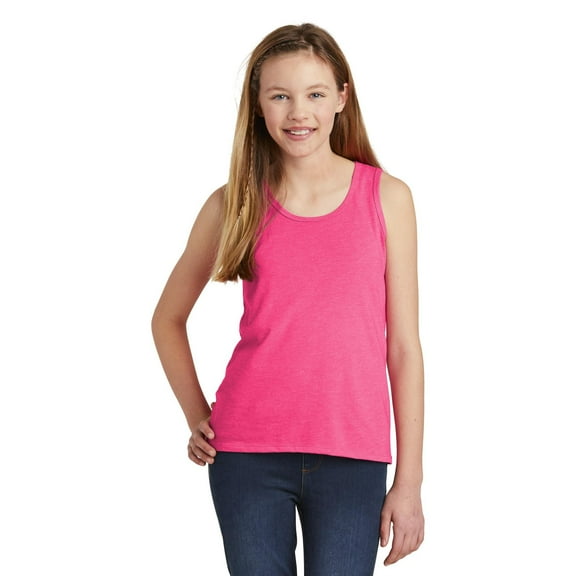 JustBlanks Girl's Sleeveless V.I.T. Tank Top 4.3-ounce, 100% Combed Ring Spun Cotton 50/50 Cotton/Poly Scoop Neck Tank Top for Girl - Fuchsia Frost - X-Small