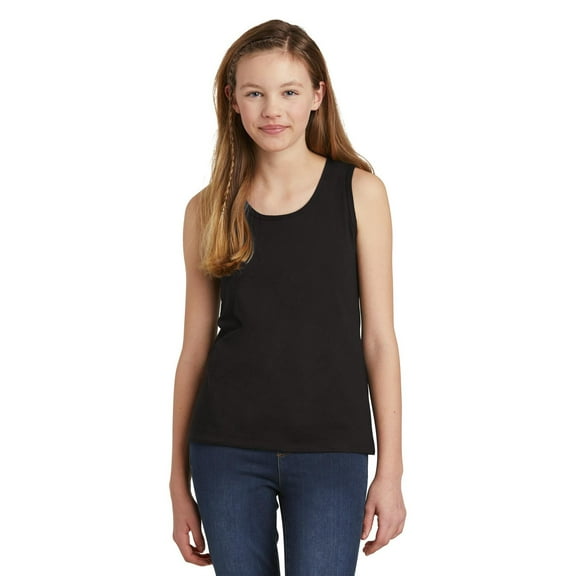JustBlanks Girl's Sleeveless V.I.T. Tank Top 4.3-ounce, 100% Combed Ring Spun Cotton 50/50 Cotton/Poly Scoop Neck Tank Top for Girl - Black - X-Small