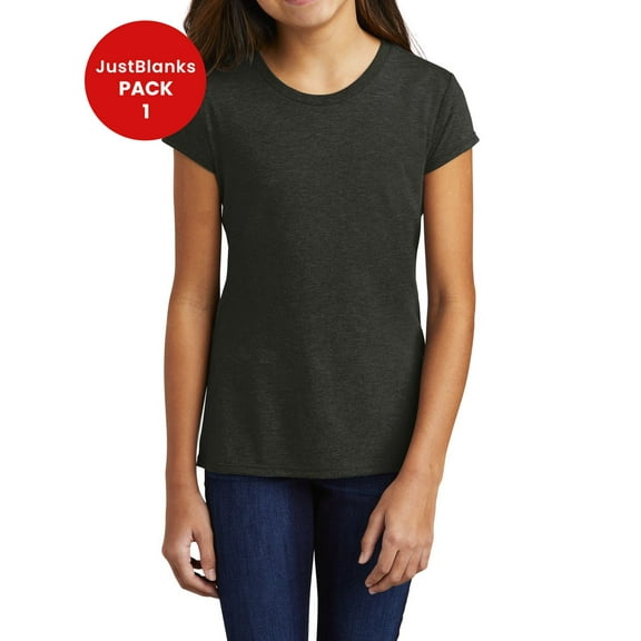 JustBlanks Girls Soft Tri Blend Vintage Fit Youth T Shirt Lightweight Comfortable Durable