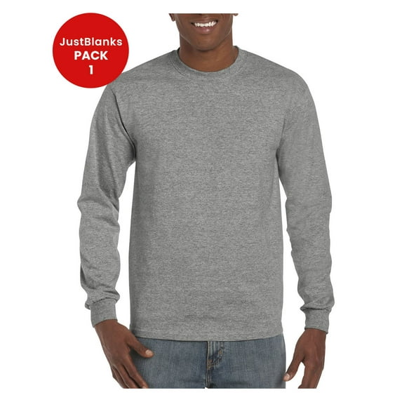 JustBlanks Hammer Long Sleeve T Shirt Modern Classic Fit Taped Neck Rib Collar