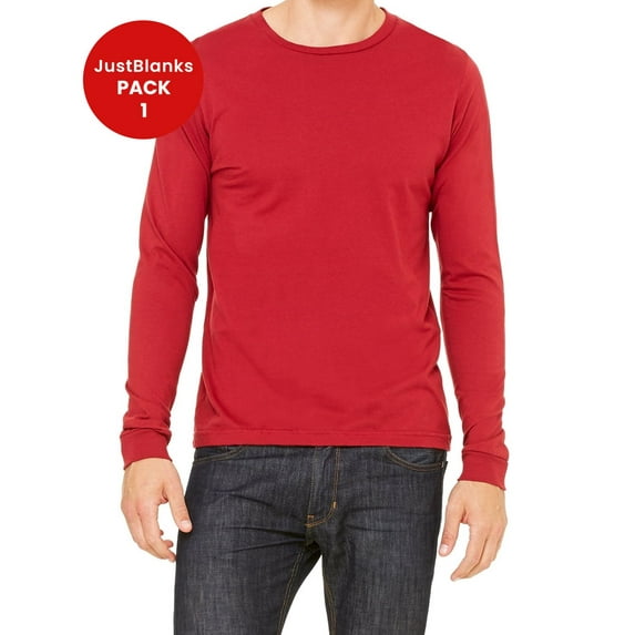 JustBlanks Jersey Long Sleeve Tee 2 Ribbed Cuffs Cover Stitched Collar Side Seams