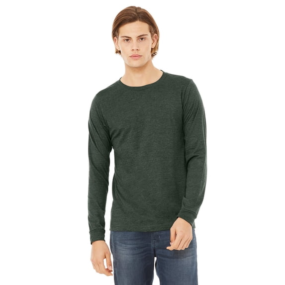 JustBlanks Jersey Long Sleeve Tee Ribbed Cuffs Cover Stitched Collar Side Seams