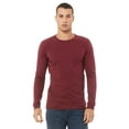 thumbnail image 1 of JustBlanks Jersey Long Sleeve Tee Ribbed Cuffs Cover Stitched Collar Side Seams, Maroon Triblend, XS, 1 of 1