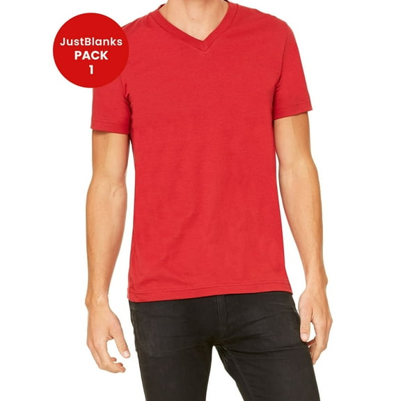 JustBlanks Jersey V Neck Tee Shoulder to Shoulder Taping Pre Shrunk