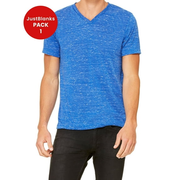 JustBlanks Jersey V Neck Tee Shoulder to Shoulder Taping Pre Shrunk