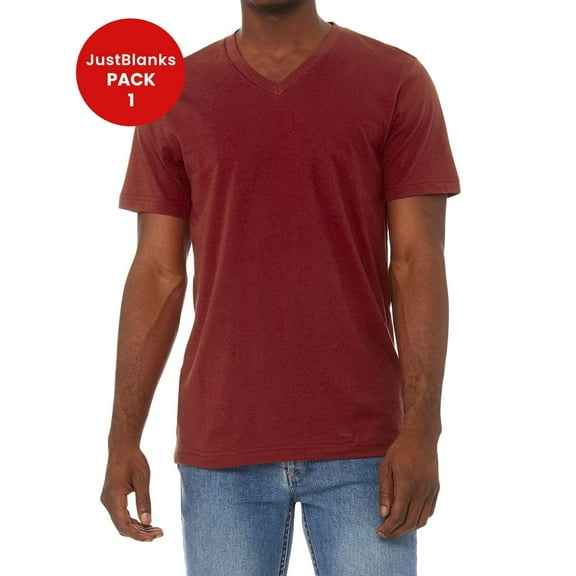 JustBlanks Jersey V Neck Tee Shoulder to Shoulder Taping Pre Shrunk