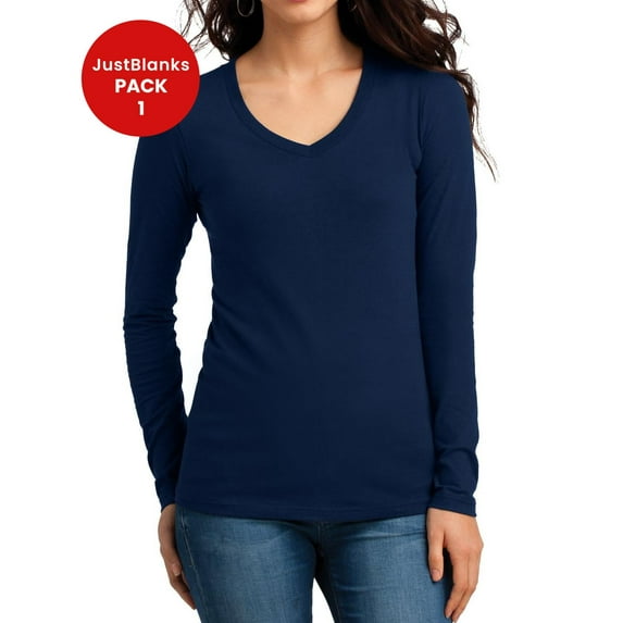 JustBlanks Juniors The Concert Tee Long Sleeve V Neck 100 Soft Spun Cotton 4.3 oz. Weight