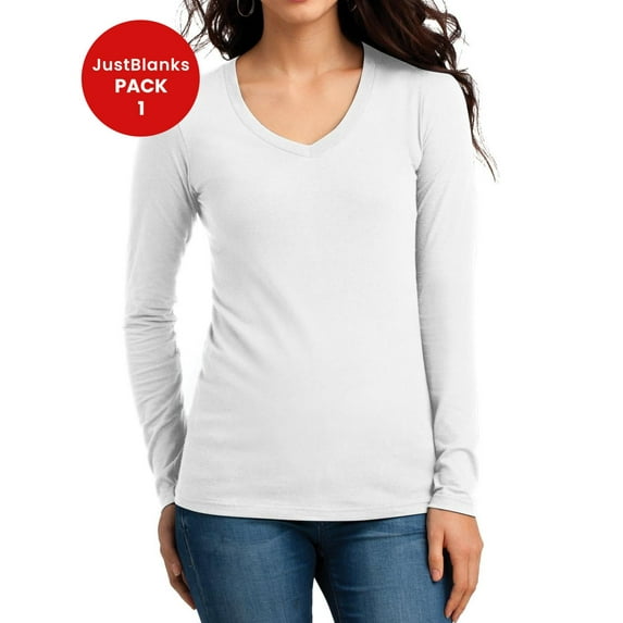 JustBlanks Juniors Girl's Long Sleeve Tee The Concert 4.5-ounce, 100% Soft Spun Cotton Fully Amped Jersey V-Neck T-Shirt for Girl - White - 4X-Large