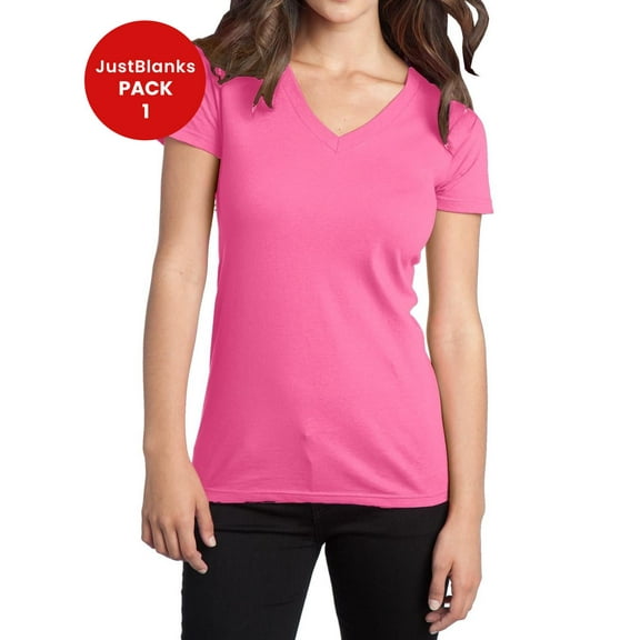 JustBlanks Juniors The Concert 30 singles 100 soft spun Cotton 4.5 ounce. Weight T SHIRT V Neck