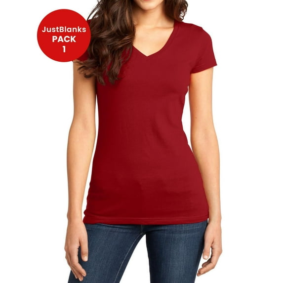 JustBlanks Juniors Very Important V Neck T Shirt 100 Ring Spun Combed Cotton 4.3 oz. Weight