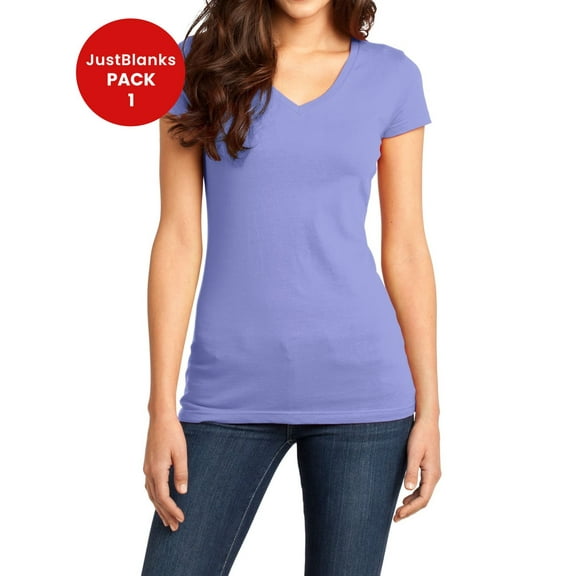 JustBlanks Juniors Very Important V Neck T Shirt 100 Ring Spun Combed Cotton 4.3 oz. Weight
