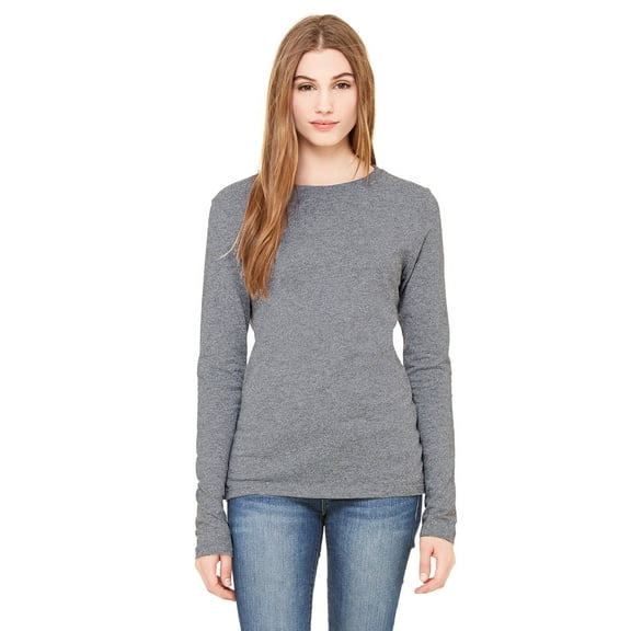 JustBlanks LADIES' JERSEY LONG SLEEVE T SHIRT, Deep Heather, L