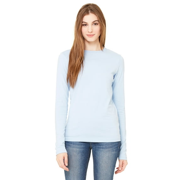 JustBlanks LADIES' JERSEY LONG SLEEVE T SHIRT, Baby Blue, L