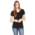 thumbnail image 1 of JustBlanks LADIES' JERSEY SHORT SLEEVE V NECK T SHIRT, Black, L, 1 of 1