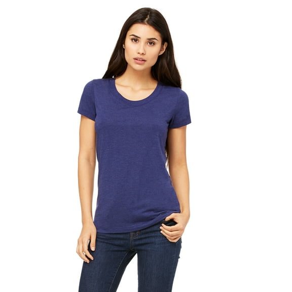 JustBlanks LADIES' TRIBLEND SHORT SLEEVE T SHIRT, Navy Triblend, L