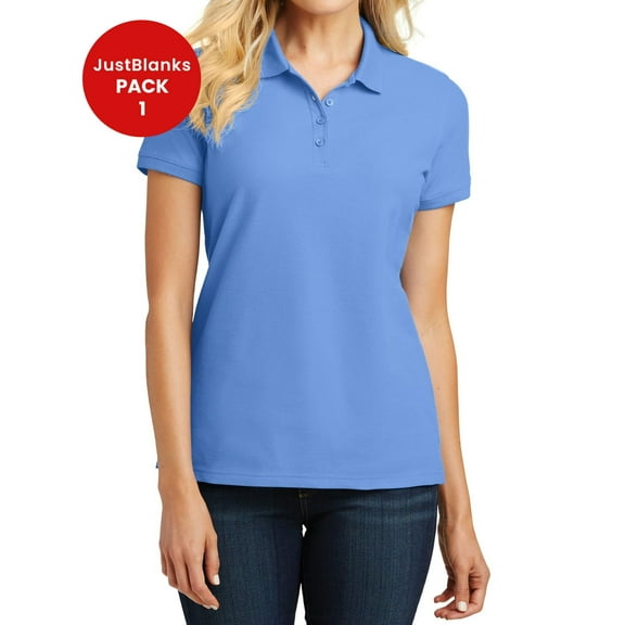 JustBlanks Ladies Core Classic Pique Polo 4 Button Placket with Dyed to Match Buttons