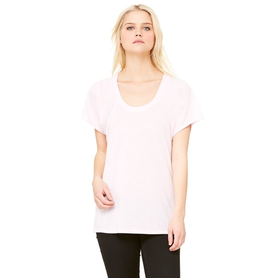 JustBlanks Ladies Flowy Raglan T Shirt Drapey Fit Raglan Sleeves Sideseamed, Soft Pink, XL